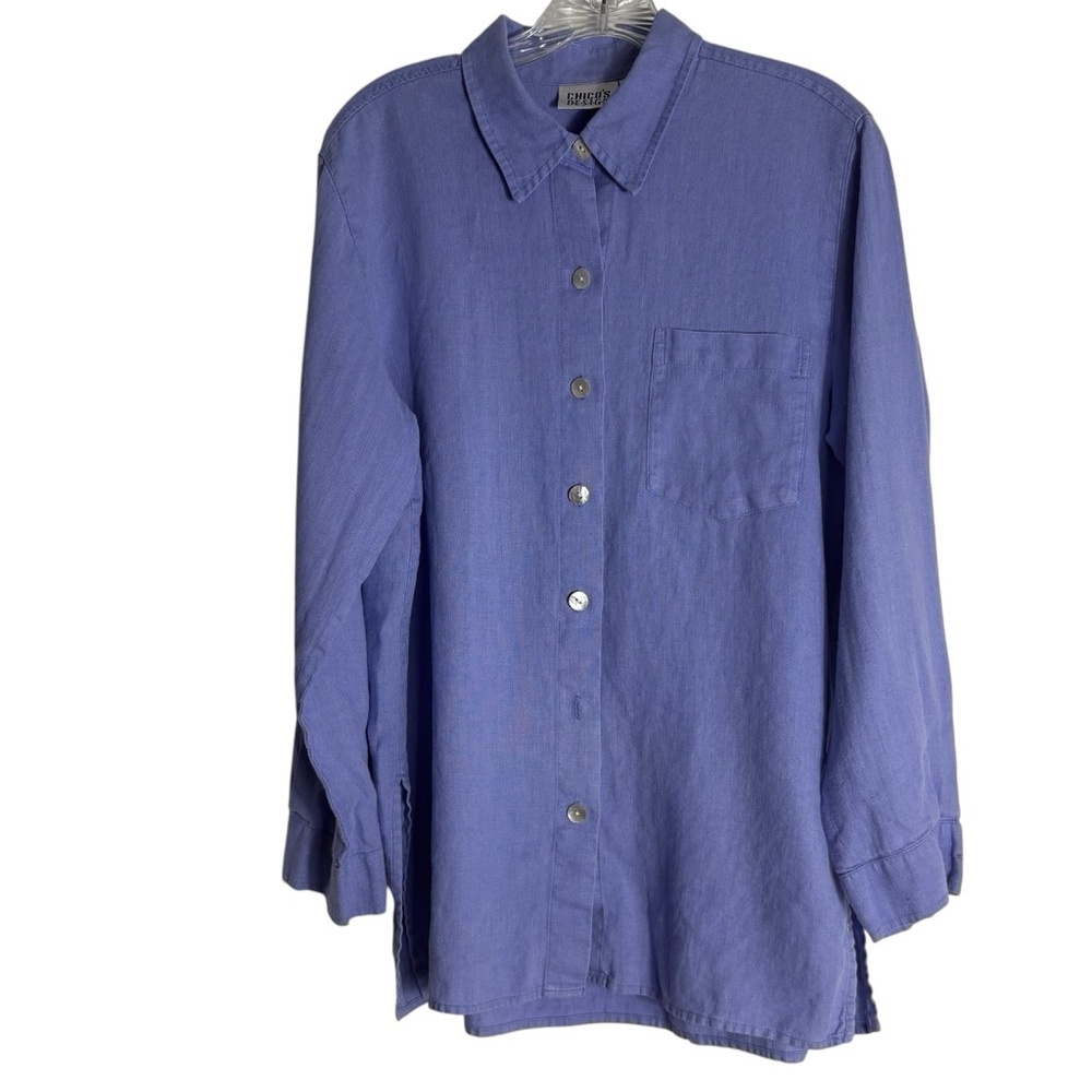 CHICO’s DESIGN 100% Linen Button-Up Shirt — Vintage??? — Size 1 — Missing Button - Picture 4 of 10